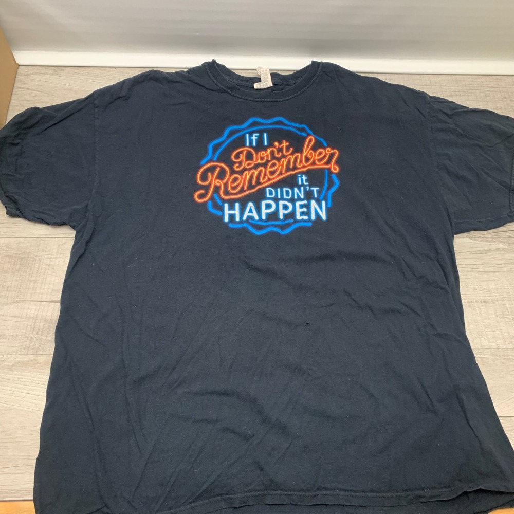 Fruit of the Loom Mens 2XL Black Neon Graphic T-Shirt Funny Party Tee 2663